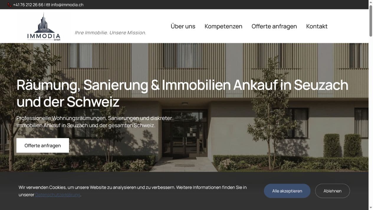 Homepage von Immodia